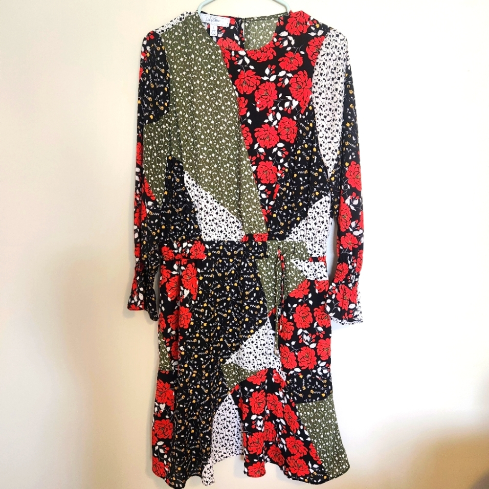Libby Edelman Floral Patchwork Dress Size Small